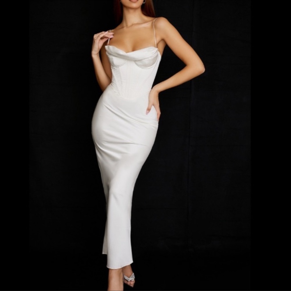 HOUSE OF CB CHARMAINE WHITE DRESS IN SIZE SMALL. WORN ONCE!! *dry cleaned